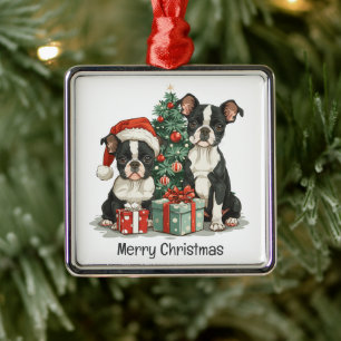 God jul Boston Terrier Hundar Julgransprydnad Metall