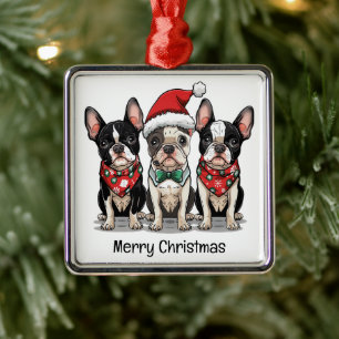God jul Boston Terrier Hundar Julgransprydnad Metall