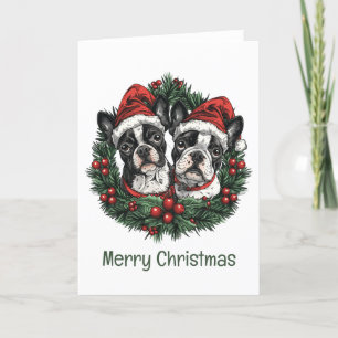 God Jul Boston Terrier Hundar Julkrans Helgkort