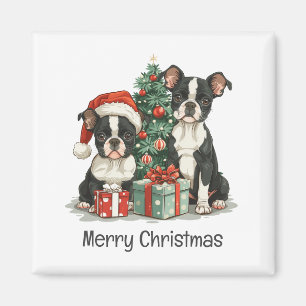 God jul Boston Terrier Hundar Magnet
