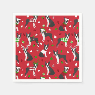 God jul Boston Terrier Napkins Pappersservett