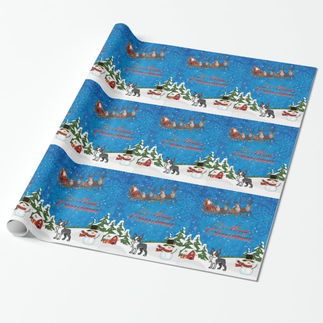 God jul Boston Terrier Presentpapper (Utrullad)