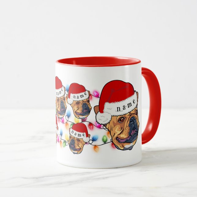 God jul Boston Terrier Santa Hat Hund älskare Mugg (Framsida höger)