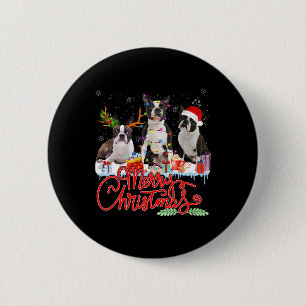 God jul Boston Terrier Santa Reindeer Ligh Knapp