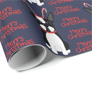 God Jul! Boston Terrier Wrapping Papprare Presentpapper