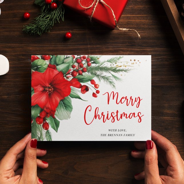 God jul Botanical Greenery Julkort (Merry Christmas Botanical Greenery Holiday Card)