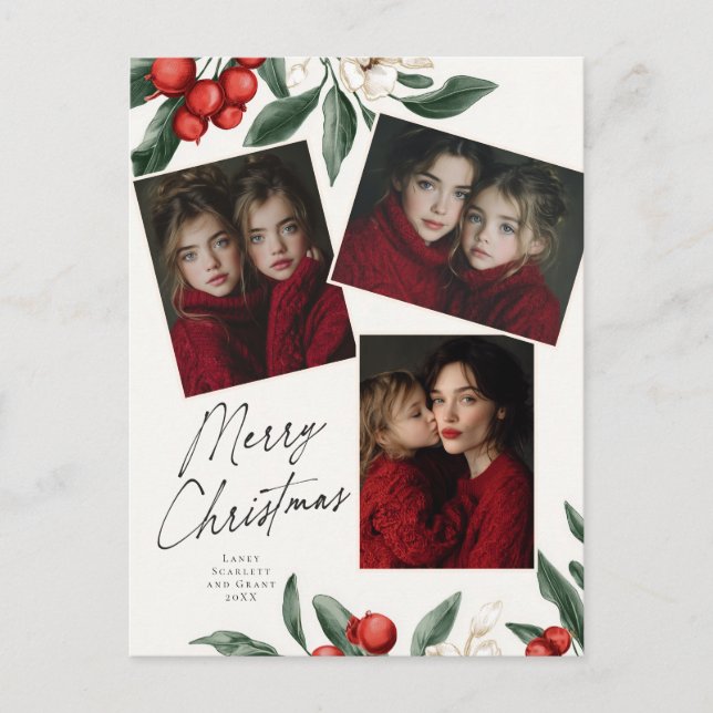God jul Botanisk Högtid 3 foto Helg Vykort (Framsida)
