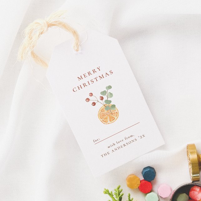 God jul Botanisk Orange Hygge Presentetikett (Skapare uppladdad)