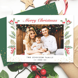 God jul botaniska berries Foliage Photo Julkort