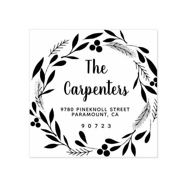 God jul botaniska Garland Handskrift Stämpel (Tryck)