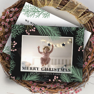 God jul Botaniskt enfoto Vykort