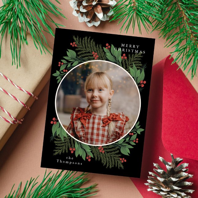 God jul botaniskt foto Greenery Wandan Julkort (Skapare uppladdad)