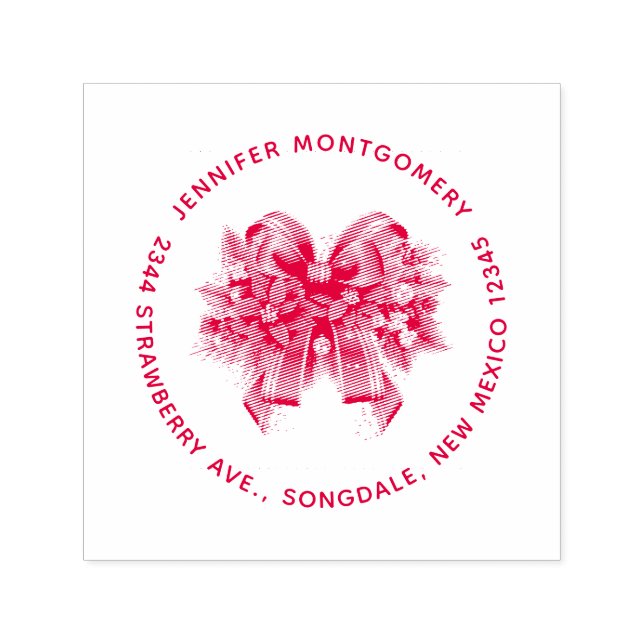 God jul Bow Namn och Adress Självfärgande Stämpel (Design)