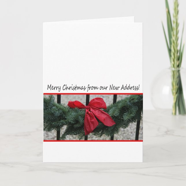 God jul - Bow på staketet nytt adress Helgkort (Framsida)
