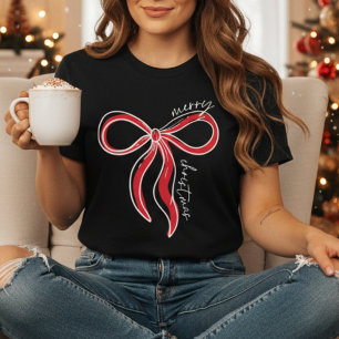 God jul Bow Shirt Trendig Coquette Kristus T