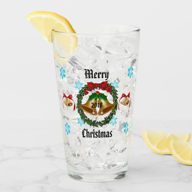 God jul Bow, Utandning, Klockor och Snöflingor Glaskopp (Framsida Ice)