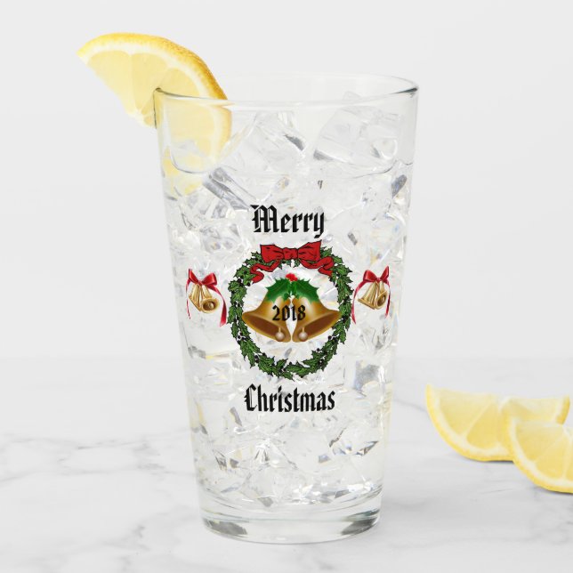 God jul Bow, Utandning och Klockor Glaskopp (Framsida Ice)