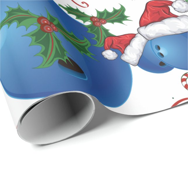 God jul Bowling Ball Santa Presentpapper (Rullad Hörn)