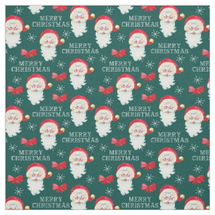 God jul Bows och Jultomten Teal Tyg