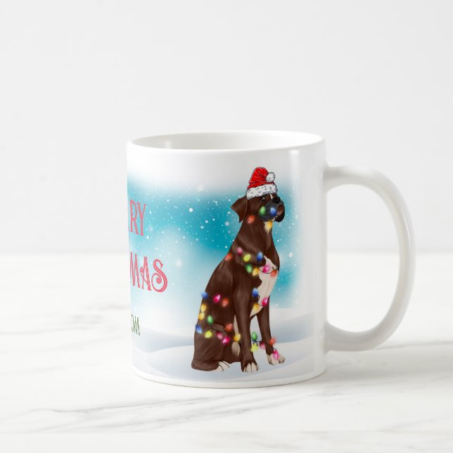 God jul Boxer Hund älskare Cute Kaffemugg (Höger)