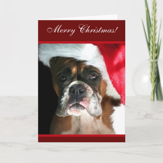 God jul Boxer Hund-hälsningskort Helgkort (Framsida)