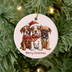 God jul Boxer Hundar Julgransprydnad Keramik
