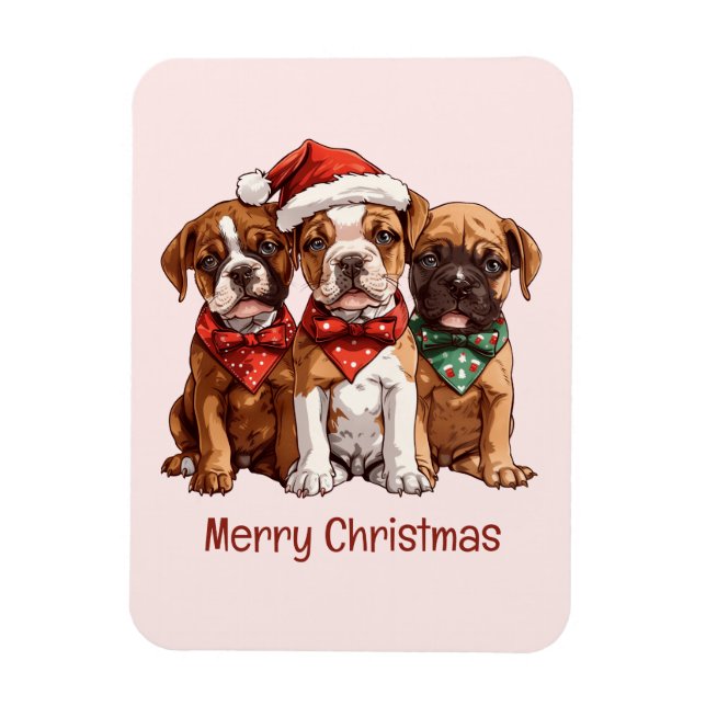 God jul Boxer Hundar Magnet (Vertikal)