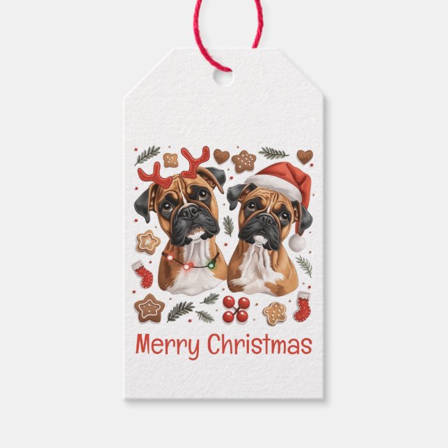 God jul Boxer Hundar Presentetikett (Framsidan)