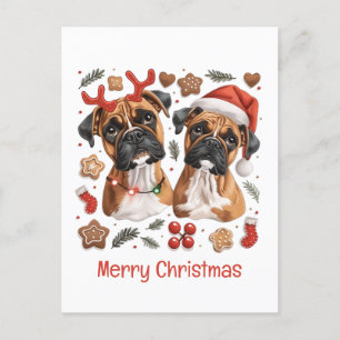 God jul Boxer Hundar Vykort