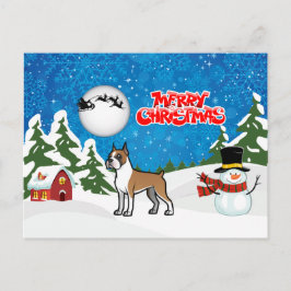 God jul Boxer med Snögubbe och tomten Helg Vykort