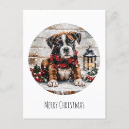 God jul Boxer Puppy Helg Vykort