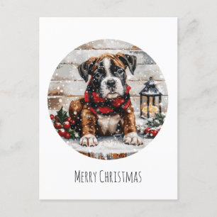 God jul Boxer Puppy Helg Vykort