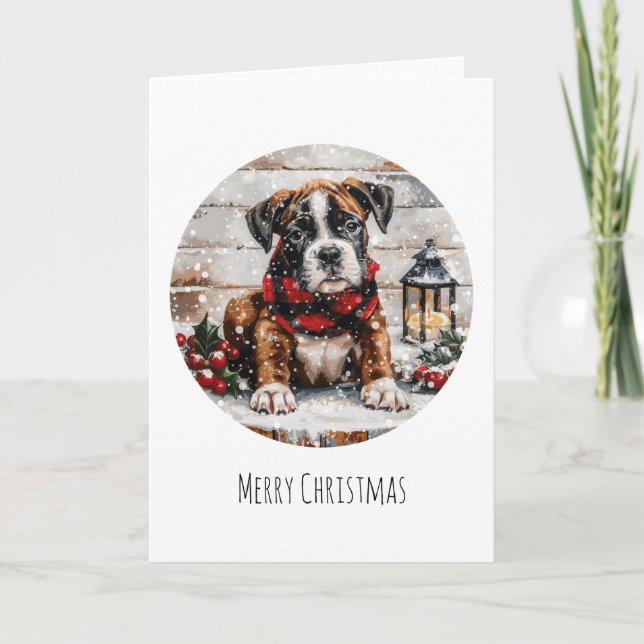 God jul Boxer Puppy Helgkort (Framsida)