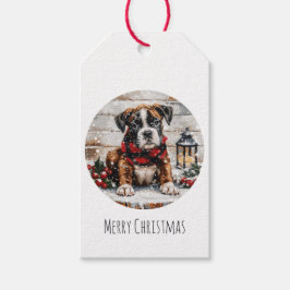 God jul Boxer Puppy Presentetikett