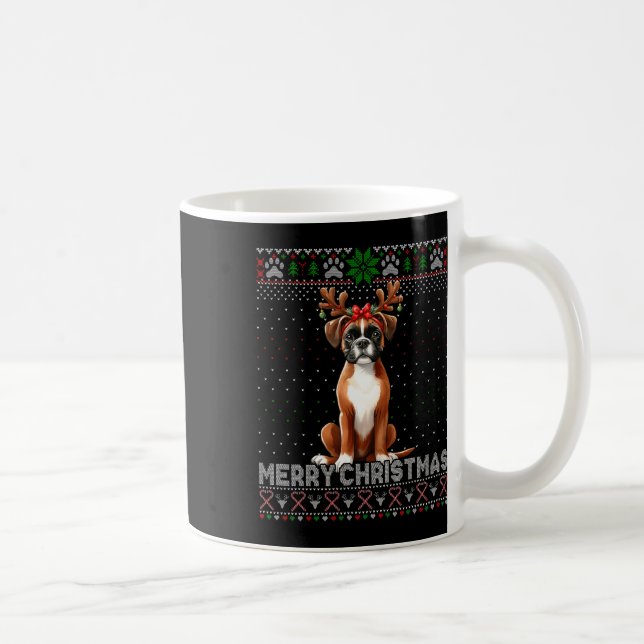God jul Boxer Reindeer Hundälskare Ugly Xma Kaffemugg (Höger)