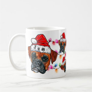 God jul Boxer Wearing Santa Hat Kaffemugg