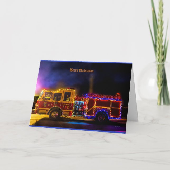 God jul brandmotor helgkort (Framsida)