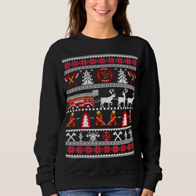 God jul brandsläckare Fire Lastbil Fireman Ugl T Shirt (Framsida)