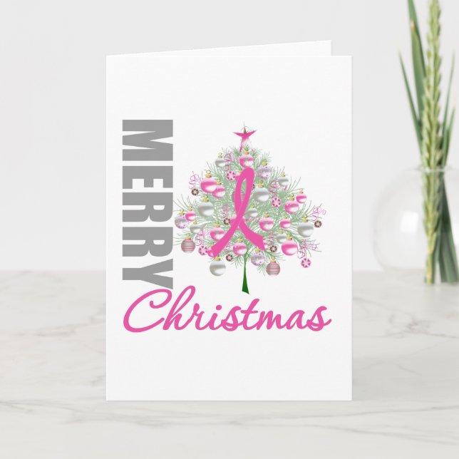 God jul Breast Cancer Pink Ribbon Utandning Helgkort (Framsida)