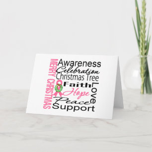 God jul Breast Cancer Ribbon Collage Helgkort