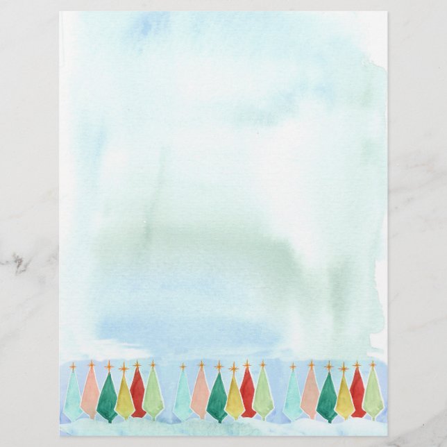 God jul Brev Mid Century Modern Träd Brevhuvud (Framsida)