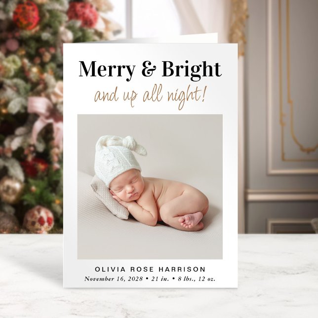 God jul, Bright Photo Helgdag Birth Meddelande (A beautiful and unique way to thank family and friends and introduce them to your Christmas  baby)