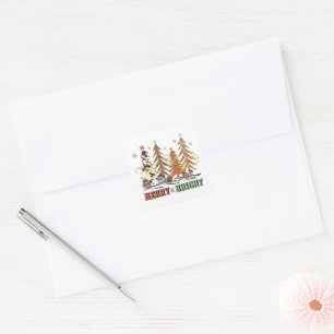 God jul, Bright träd ord art Fyrkantigt Klistermärke
