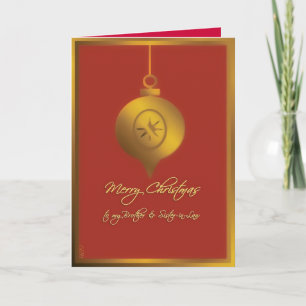 god jul bror & svägerska, bauble helgkort