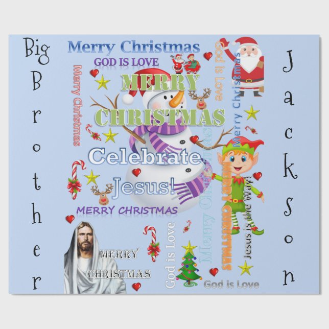 God jul Brother Wrapping Papper Jesus Santa Santa Presentpapper (Platt)