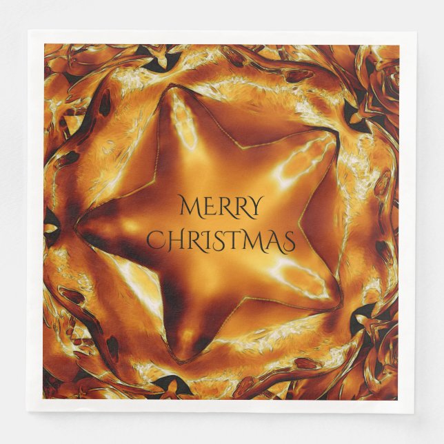 God jul Brown Guld Copper Elegant Star Pappersservett (Framsida)