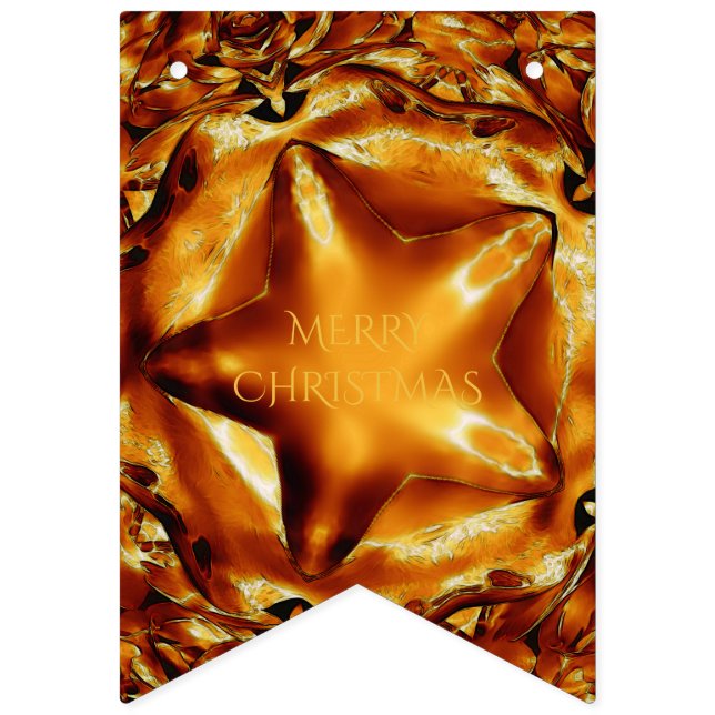 God jul Brown Guld Copper Elegant Star Vimplar (Första flaggan)