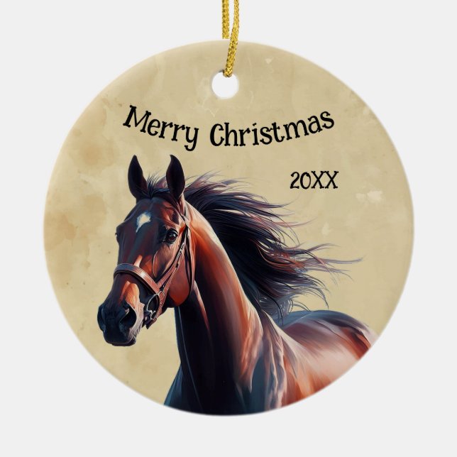 God jul Brown Horse Julgransprydnad Keramik (Framsidan)