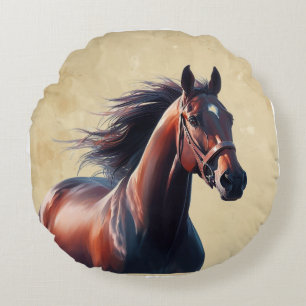 God jul Brown Horse Rund Kudde