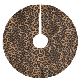 God jul Brown Leopard Animal Print Julgransmatta Borstad Polyester